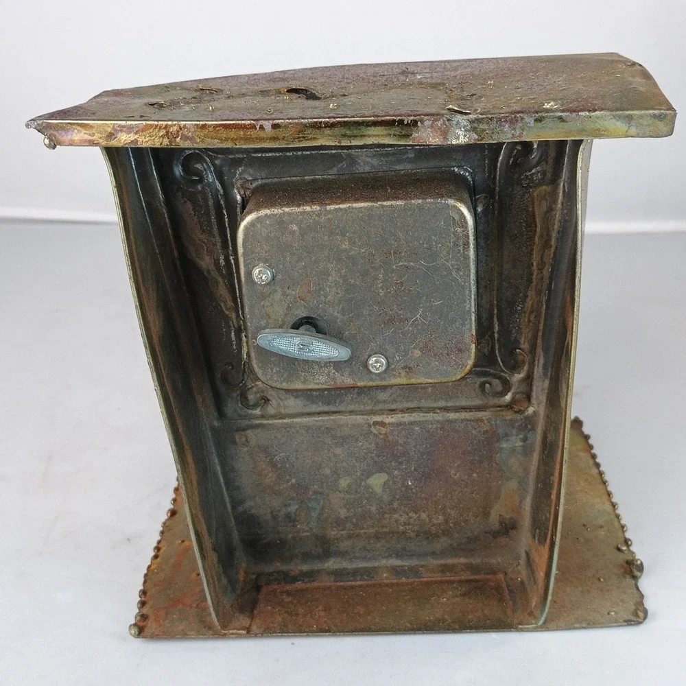 VTG Piano Man Copper Tin Sculpture Music Box Saloon Bar Folk Art PLAYS!